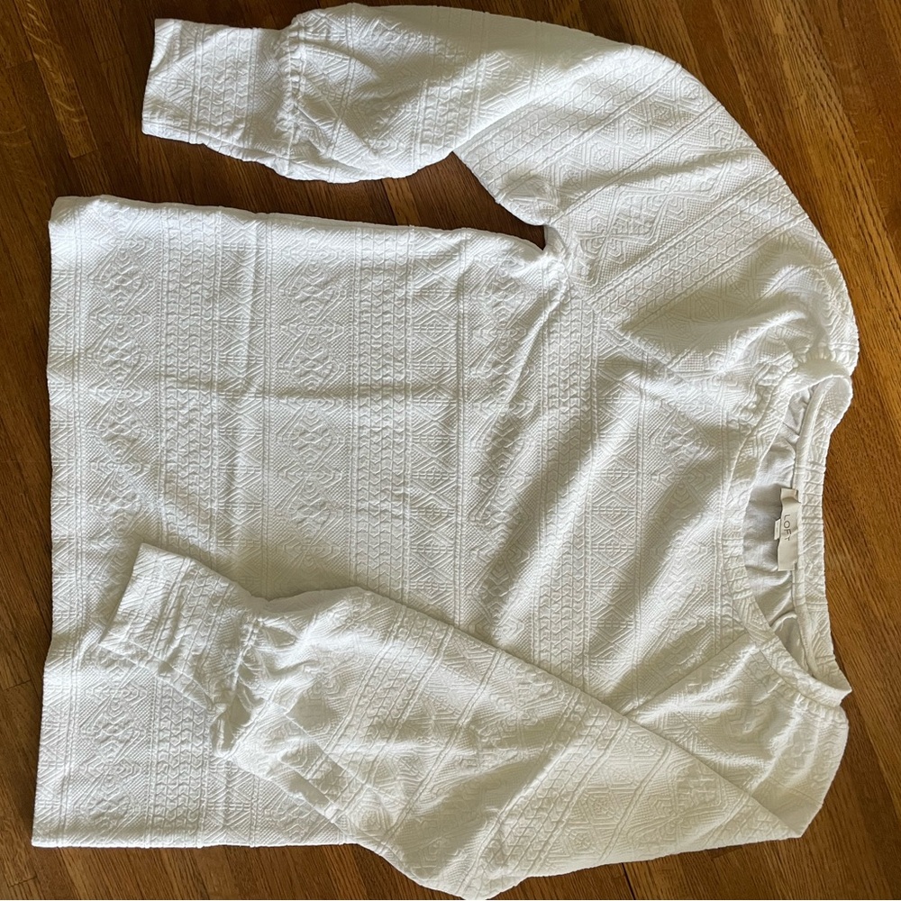 LOFT White Textured Knit Top